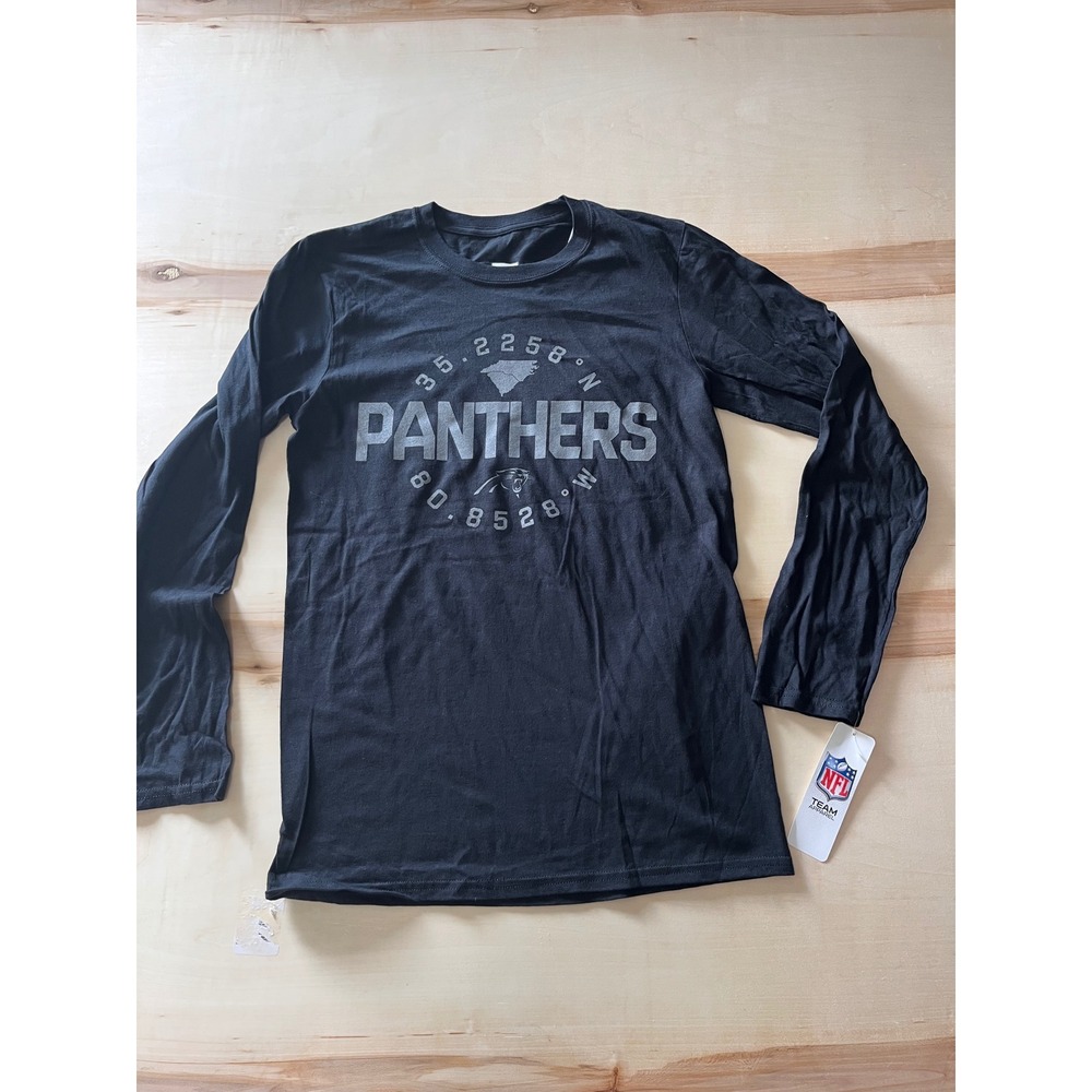 NFL Team Apparel Carolina Panthers Long Sleeve Graphic Tee Black Small NWT